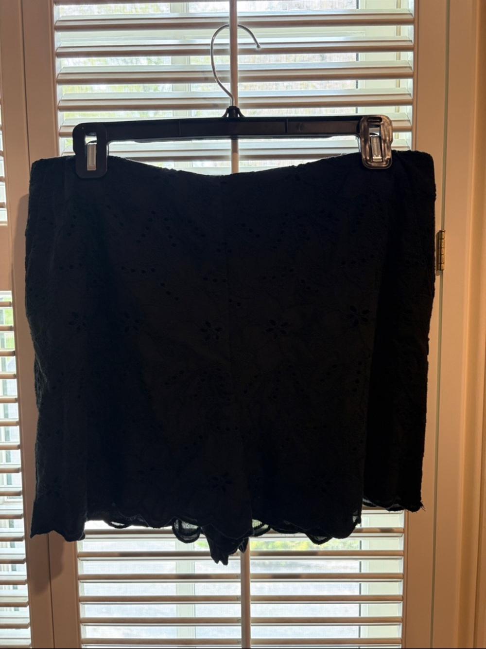 Zara Black High-Waist Eyelet Shorts